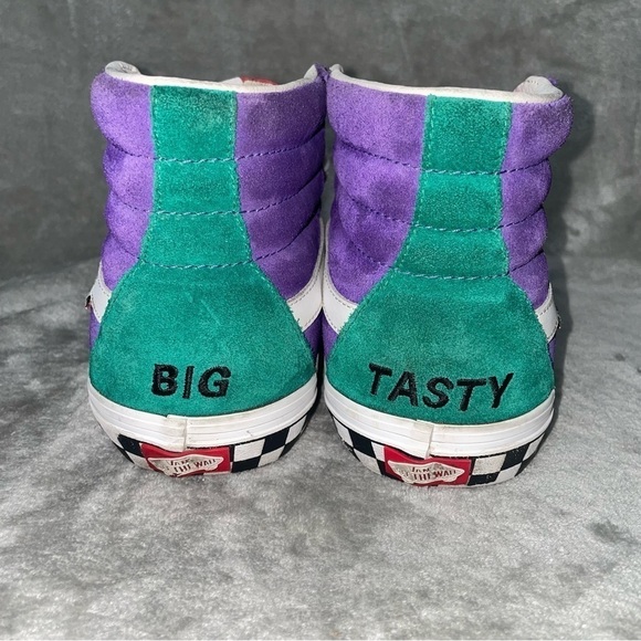 Vans Sk8-Suede Hi-Top Sneaker Red Purple Teal Checkered Midsole Custom Size 10.5 - Picture 6 of 11